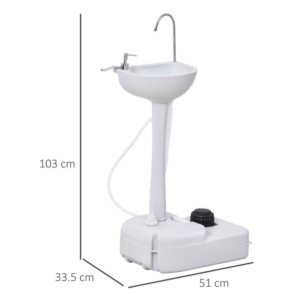 image-Portable Camping Sink with Towel Holder & Soap Dispenser Hand Wash Outsunny