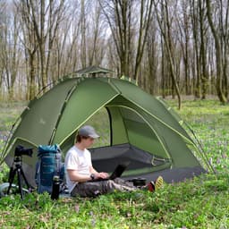 image-2 Man Pop Up Tent Camping Festival Hiking Family Travel Shelter Outsunny