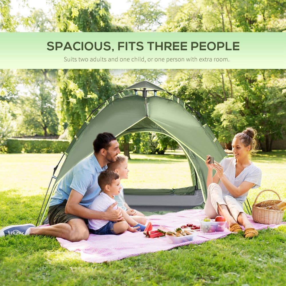 image-2 Man Pop Up Tent Camping Festival Hiking Family Travel Shelter Outsunny
