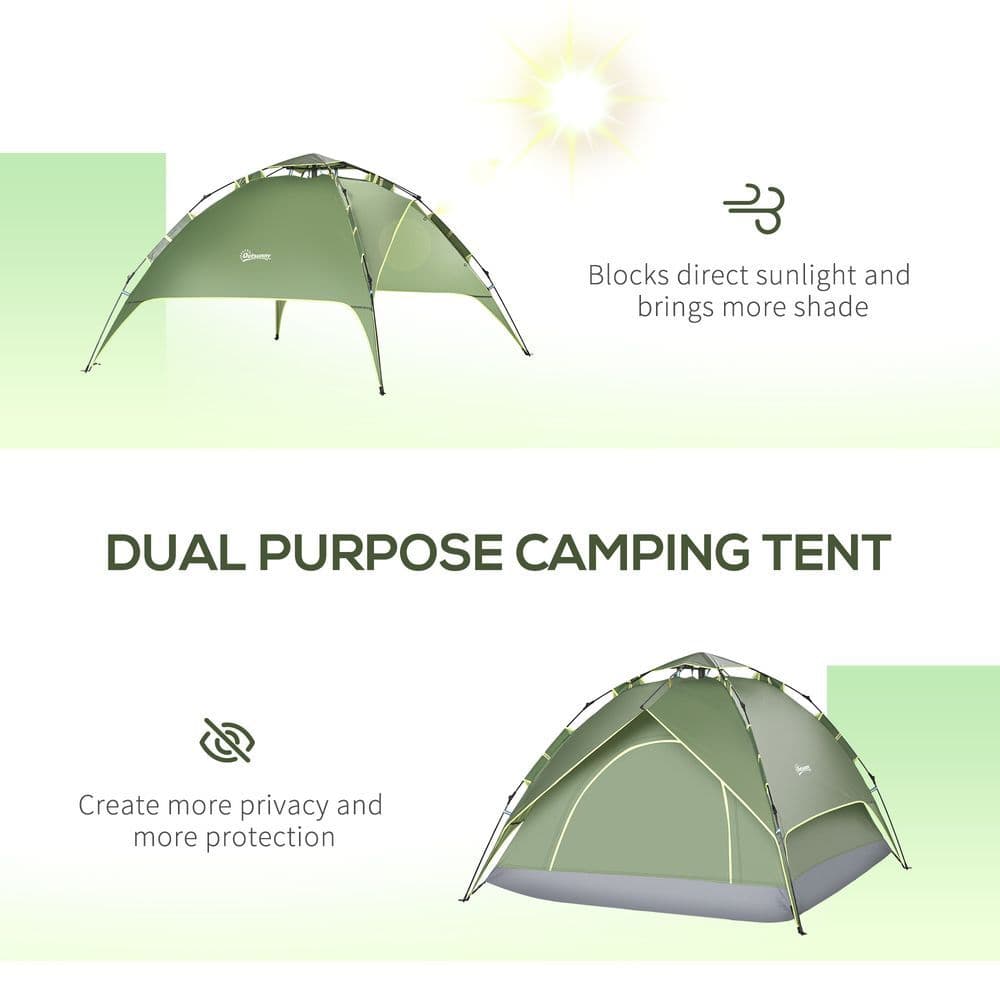 image-2 Man Pop Up Tent Camping Festival Hiking Family Travel Shelter Outsunny