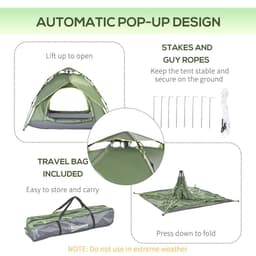 image-2 Man Pop Up Tent Camping Festival Hiking Family Travel Shelter Outsunny