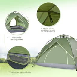image-2 Man Pop Up Tent Camping Festival Hiking Family Travel Shelter Outsunny
