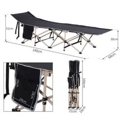 image-Single Portable Outdoor Military Sleeping Bed Camping Cot Black Outsunny