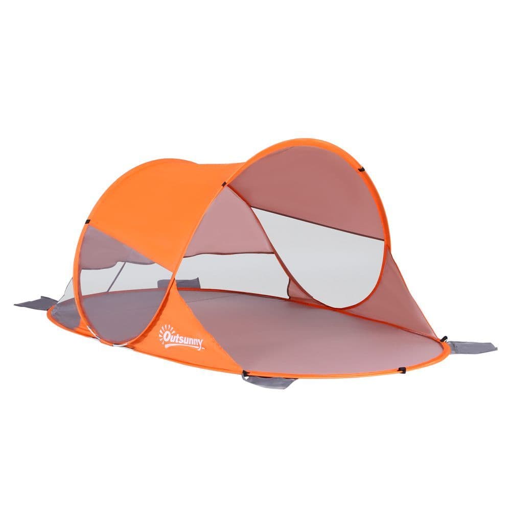 image-Portable Automatic Pop Up Beach Tent Outdoor Camp Shelter Orange Outsunny