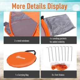 image-Portable Automatic Pop Up Beach Tent Outdoor Camp Shelter Orange Outsunny