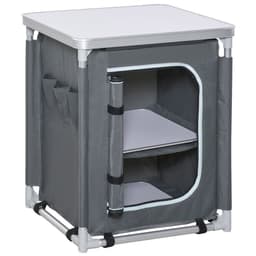image-Outdoor 2-shelf Camping Cupboard Kitchen Station Cook Table Aluminum Outsunny