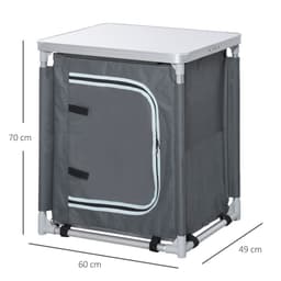 image-Outdoor 2-shelf Camping Cupboard Kitchen Station Cook Table Aluminum Outsunny