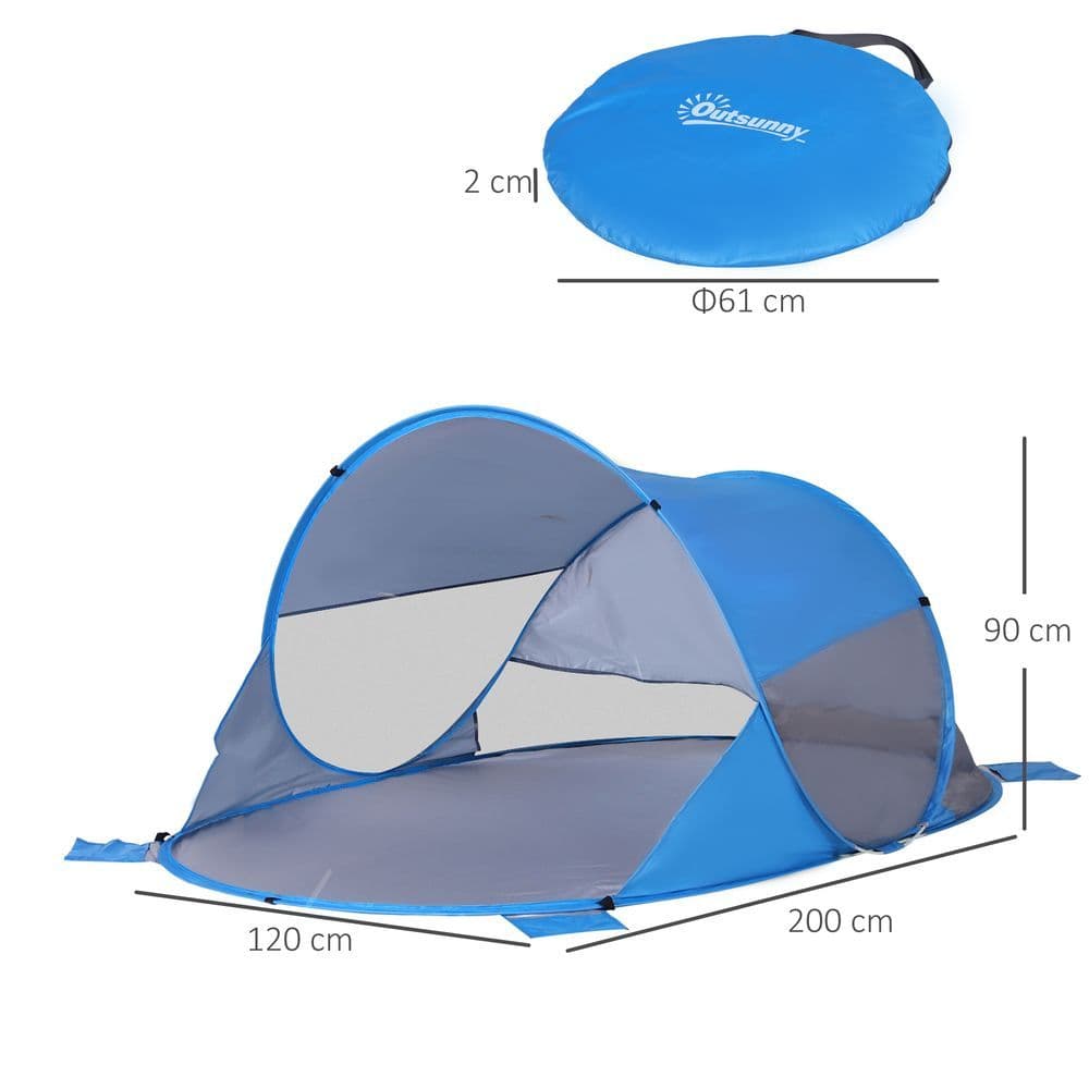 image-Portable Automatic Pop Up Beach Tent Outdoor Camp Shelter Blue Outsunny