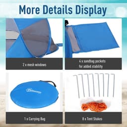 image-Portable Automatic Pop Up Beach Tent Outdoor Camp Shelter Blue Outsunny