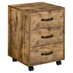 image-Rolling File Cabinet with 3 Drawers, Under Desk Mobile Filing Organizer HOMCOM