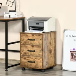 image-Rolling File Cabinet with 3 Drawers, Under Desk Mobile Filing Organizer HOMCOM
