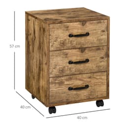 image-Rolling File Cabinet with 3 Drawers, Under Desk Mobile Filing Organizer HOMCOM