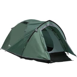 image-Compact Camping Tent w/ Vestibule & Mesh Vents for Hiking Green Outsunny