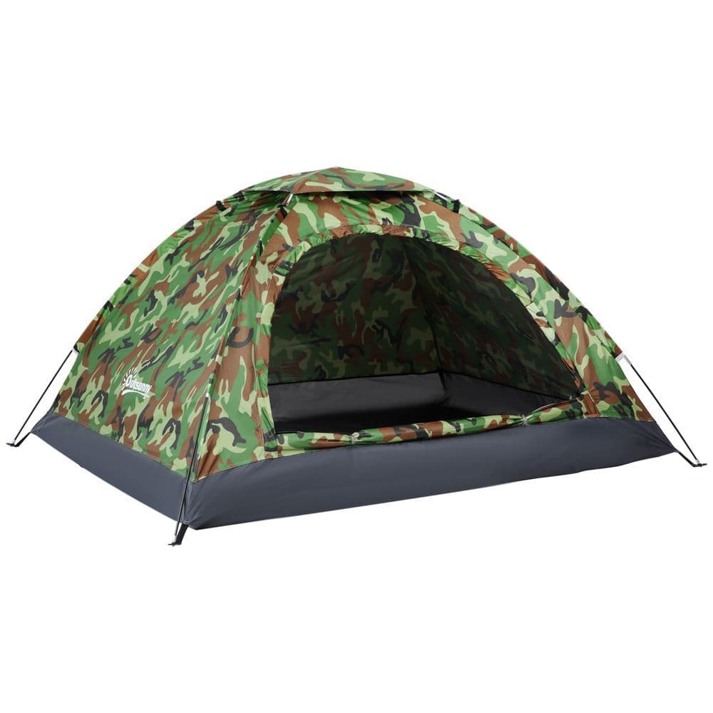 image-Camping Tent for 2 Person Dome Tent w/ Storage Pocket Multicoloured Outsunny