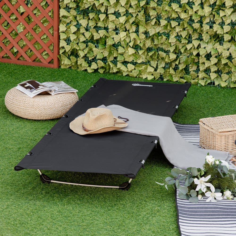 image-Lightweight Camping Cot Portable Compact Sleeping Bed w/ Carry Bag Outsunny