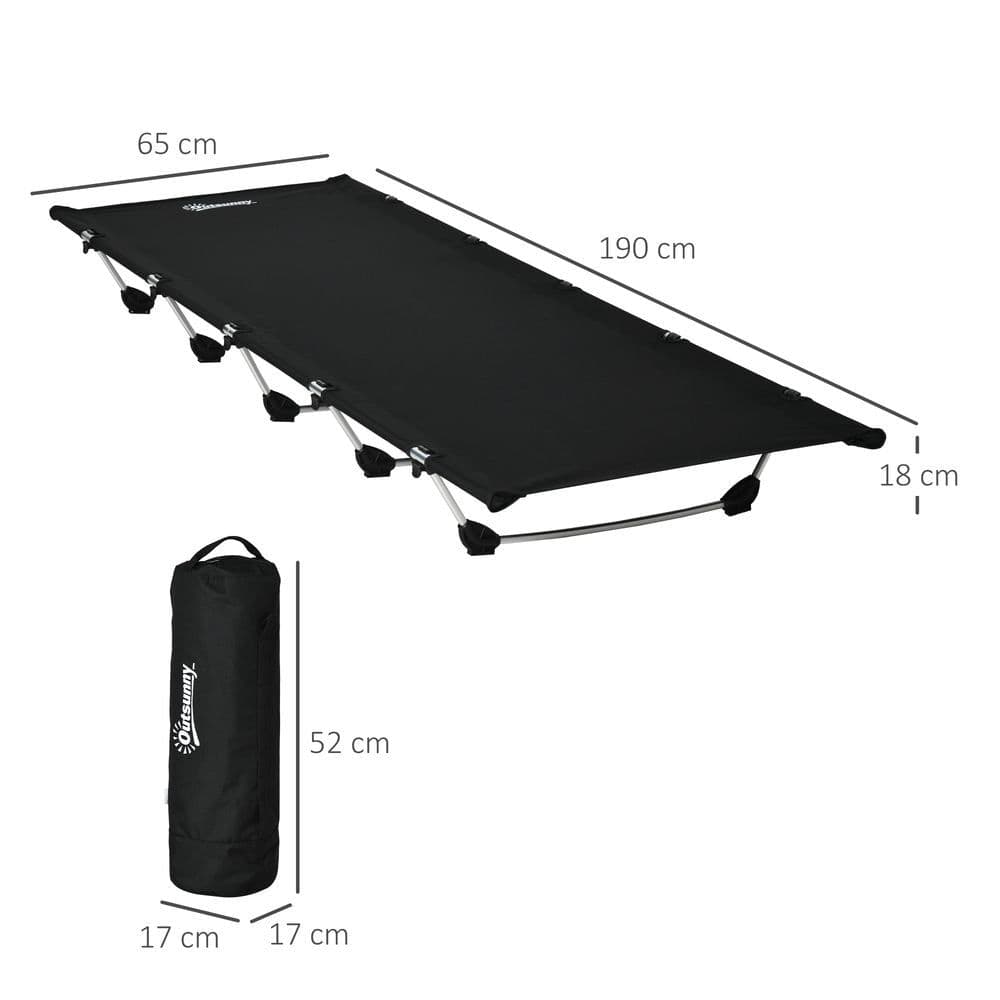 image-Lightweight Camping Cot Portable Compact Sleeping Bed w/ Carry Bag Outsunny