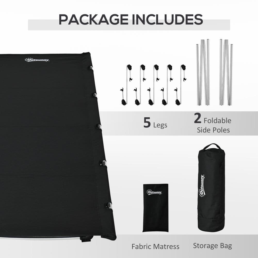 image-Lightweight Camping Cot Portable Compact Sleeping Bed w/ Carry Bag Outsunny
