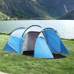 image-3 Man Camping Tent w/ 2 Rooms Porch Vents Rainfly Weather-Resistant Outsunny