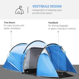 image-3 Man Camping Tent w/ 2 Rooms Porch Vents Rainfly Weather-Resistant Outsunny