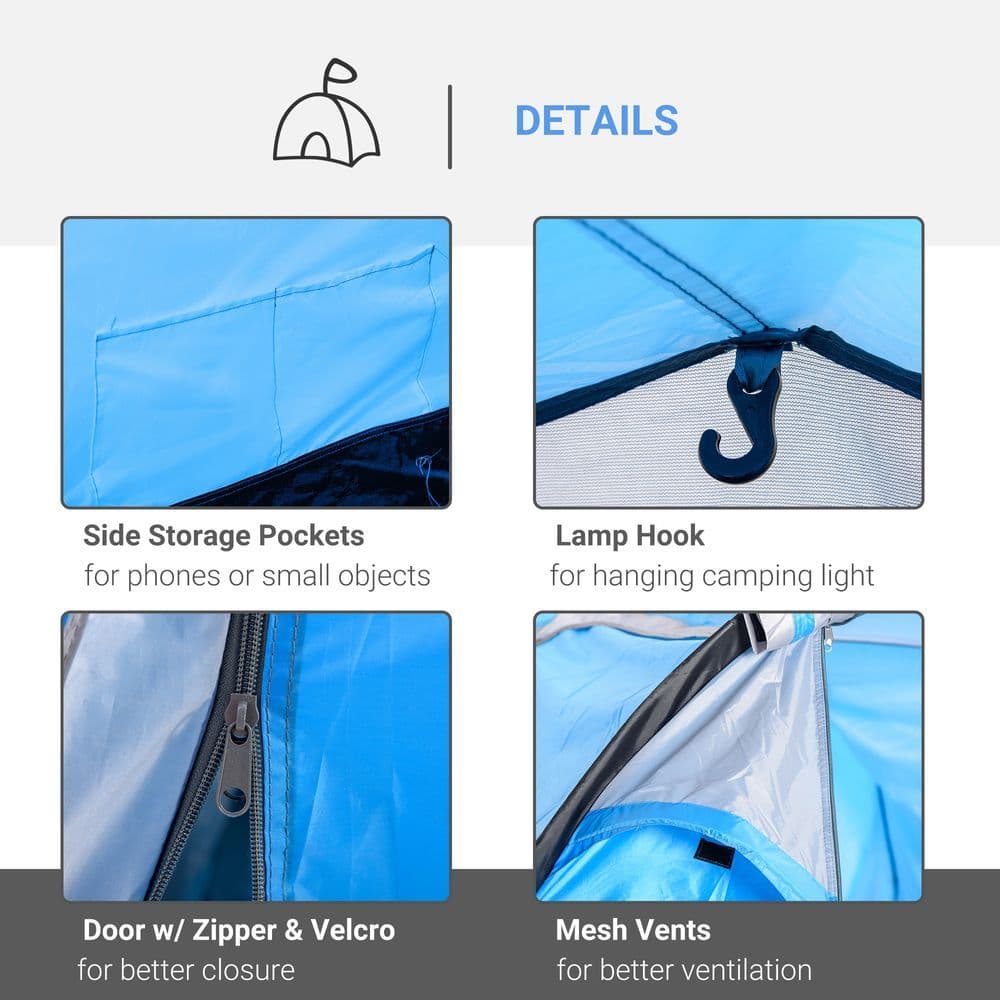 image-3 Man Camping Tent w/ 2 Rooms Porch Vents Rainfly Weather-Resistant Outsunny