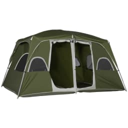 image-Camping Tent, Family Tent 4-8 Person 2 Room Easy Set Up, Green Outsunny