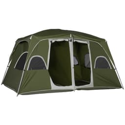 image-Camping Tent, Family Tent 4-8 Person 2 Room Easy Set Up, Green Outsunny