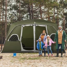 image-Camping Tent, Family Tent 4-8 Person 2 Room Easy Set Up, Green Outsunny
