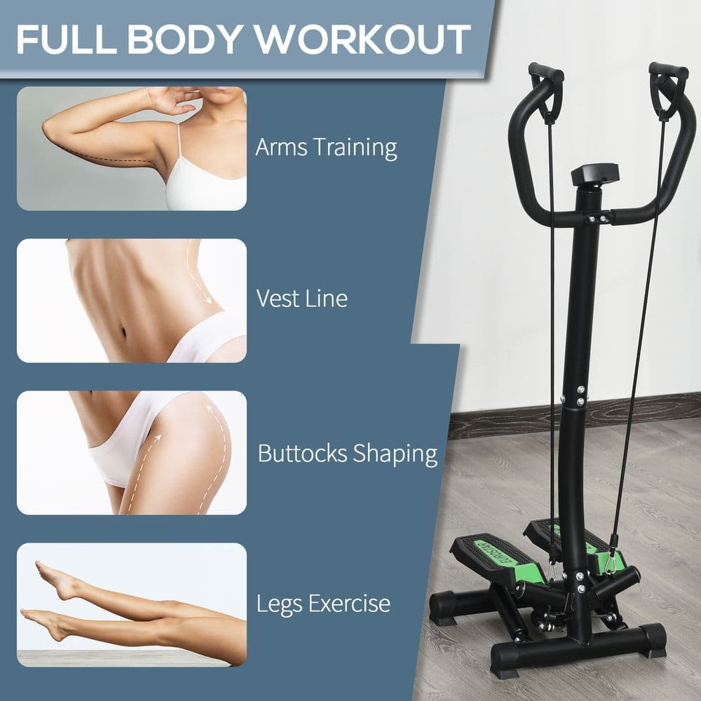 image-Stepper Step Machine w/ Resistance Bands Fitness Exercise Workout HOMCOM
