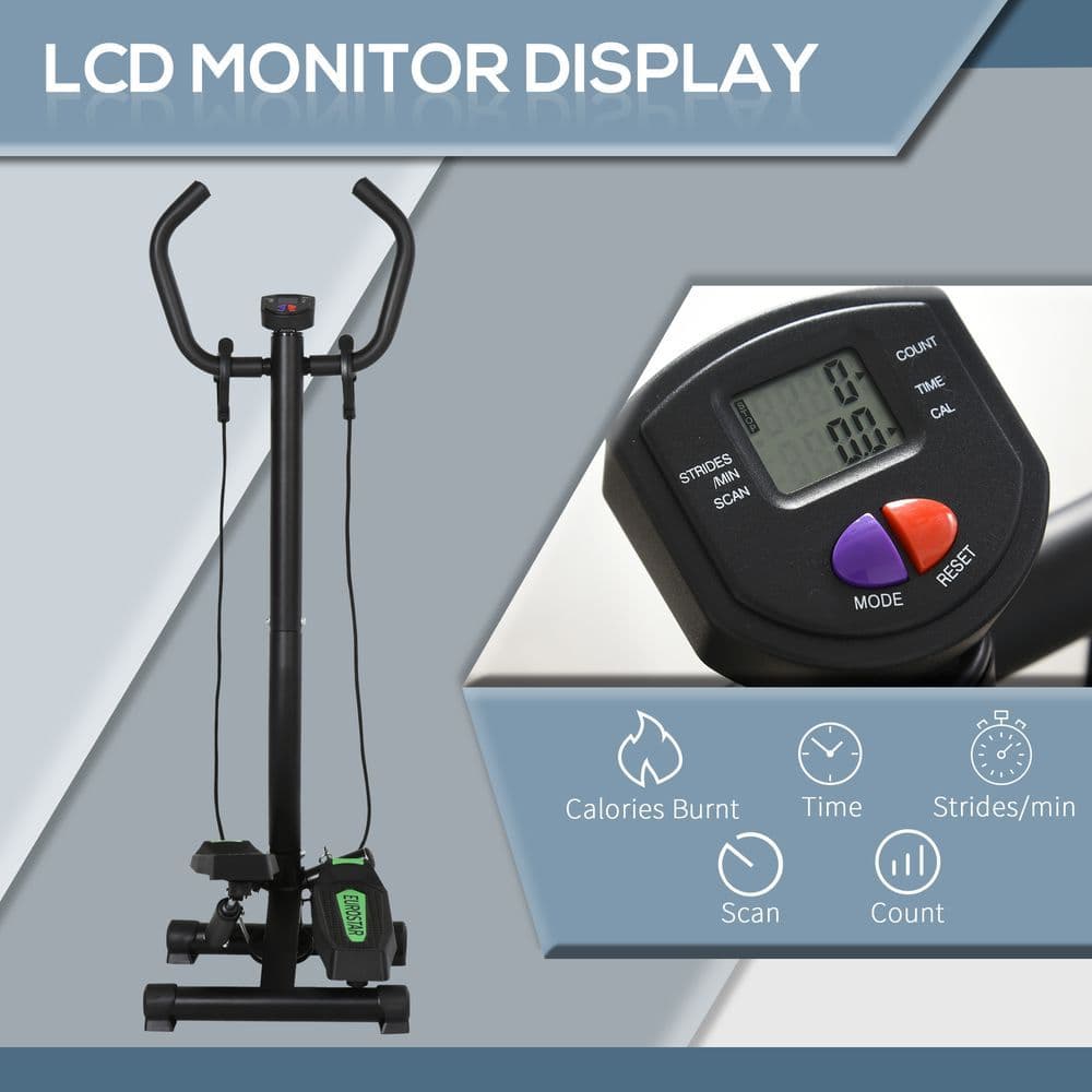 image-Stepper Step Machine w/ Resistance Bands Fitness Exercise Workout HOMCOM