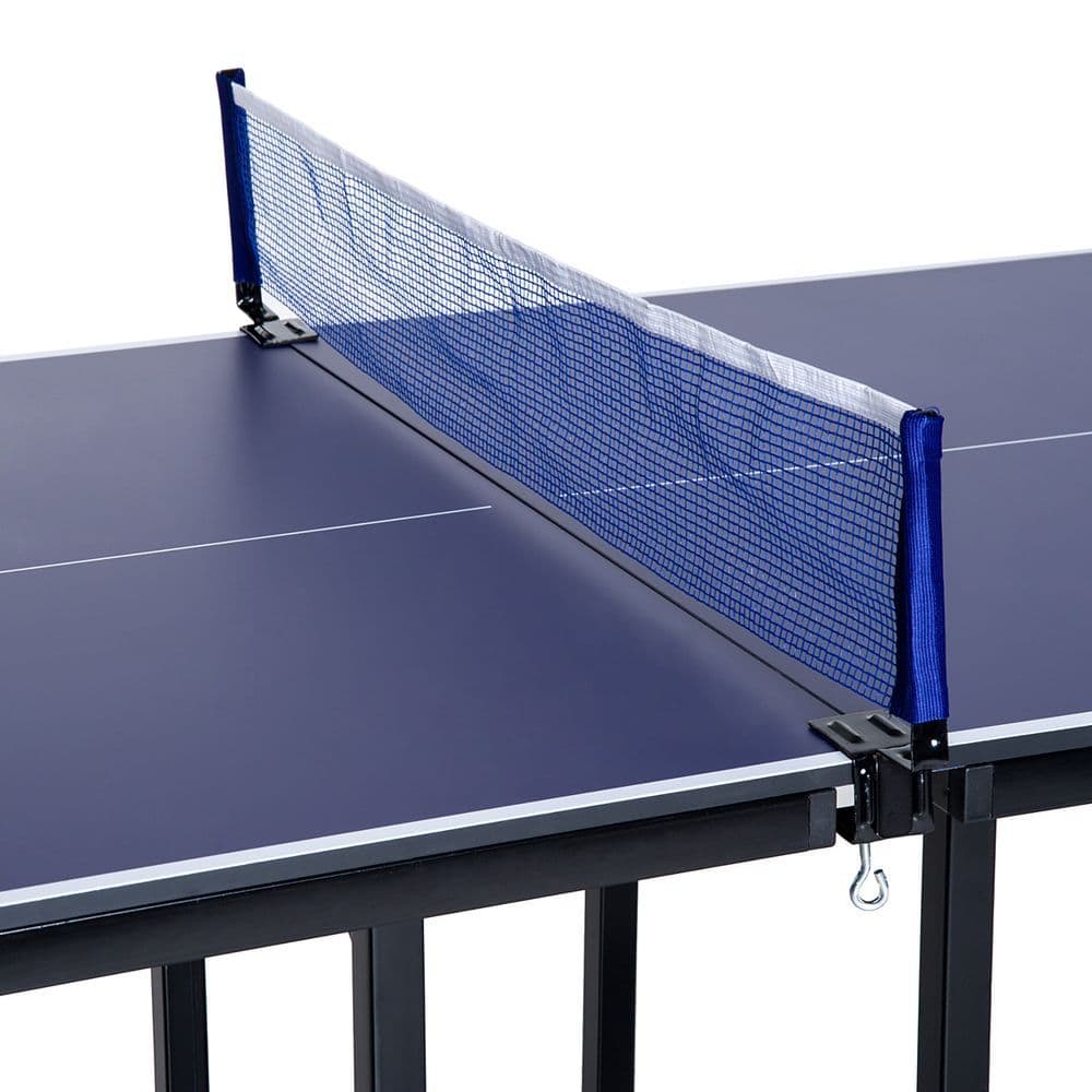 image-Tennis Table Ping Pong Foldable with Net Game Steel 183cm Indoor, Blue HOMCOM