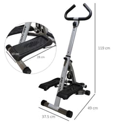 image-Foldable Stepper Adjustable Step Machine w/ Handlebar LCD Display, Grey HOMCOM