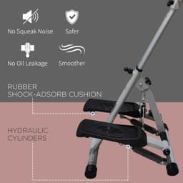 image-Foldable Stepper Adjustable Step Machine w/ Handlebar LCD Display, Grey HOMCOM