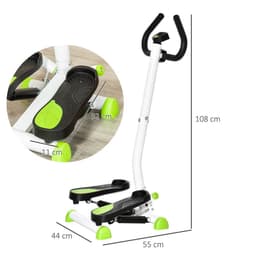 image-Adjustable Stepper Aerobic Ab Exercise Machine LCD Screen Handle, White HOMCOM