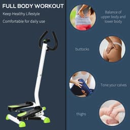 image-Adjustable Stepper Aerobic Ab Exercise Machine LCD Screen Handle, White HOMCOM