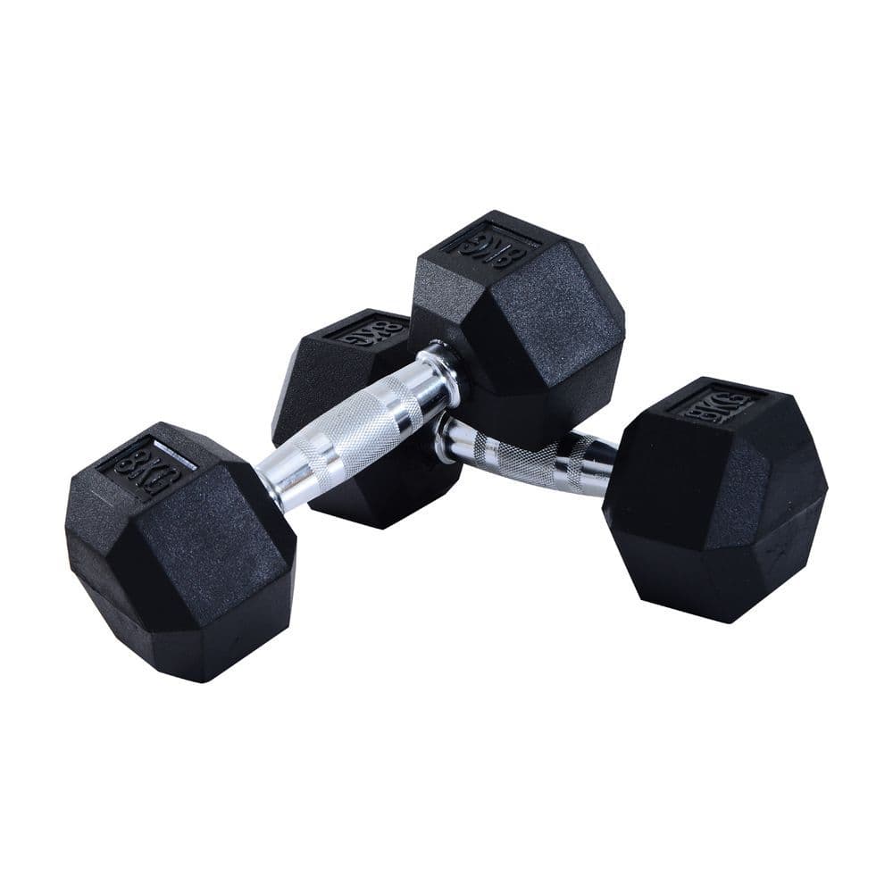 image-Hexagonal Dumbbells Kit Weight Lifting Exercise for Home Fitness 2x10kg HOMCOM