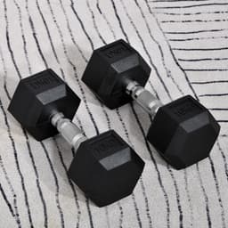 image-Hexagonal Dumbbells Kit Weight Lifting Exercise for Home Fitness 2x10kg HOMCOM