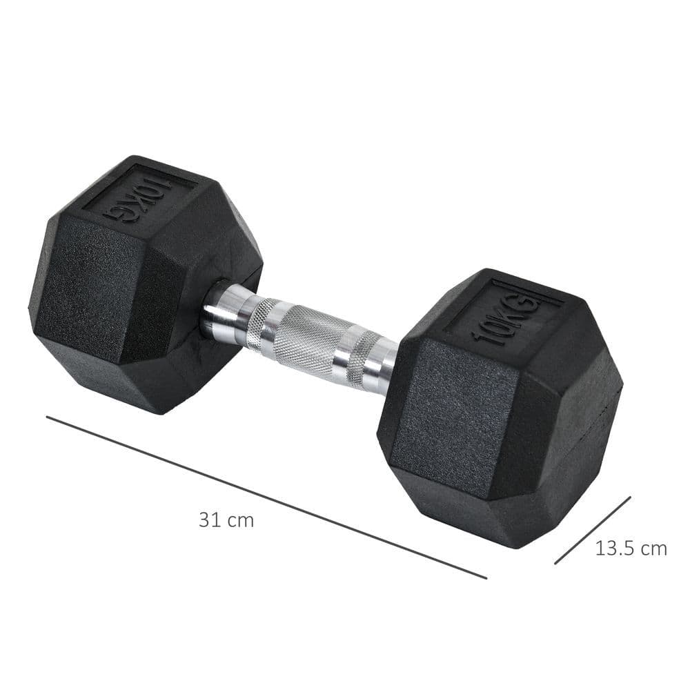 image-Hexagonal Dumbbells Kit Weight Lifting Exercise for Home Fitness 2x10kg HOMCOM