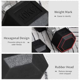 image-Hexagonal Dumbbells Kit Weight Lifting Exercise for Home Fitness 2x10kg HOMCOM