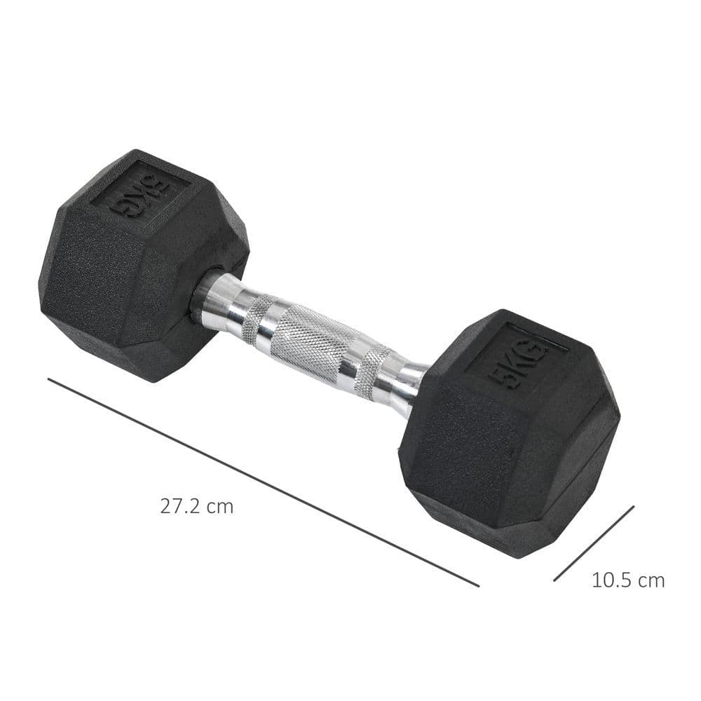 image-Hexagonal Dumbbells Kit Weight Lifting Exercise for Home Fitness 2x5kg HOMCOM