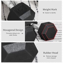 image-Hexagonal Dumbbells Kit Weight Lifting Exercise for Home Fitness 2x5kg HOMCOM
