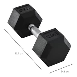 image-12.5KG Single Rubber Hex Dumbbell Portable Hand Weights for Home Gym HOMCOM