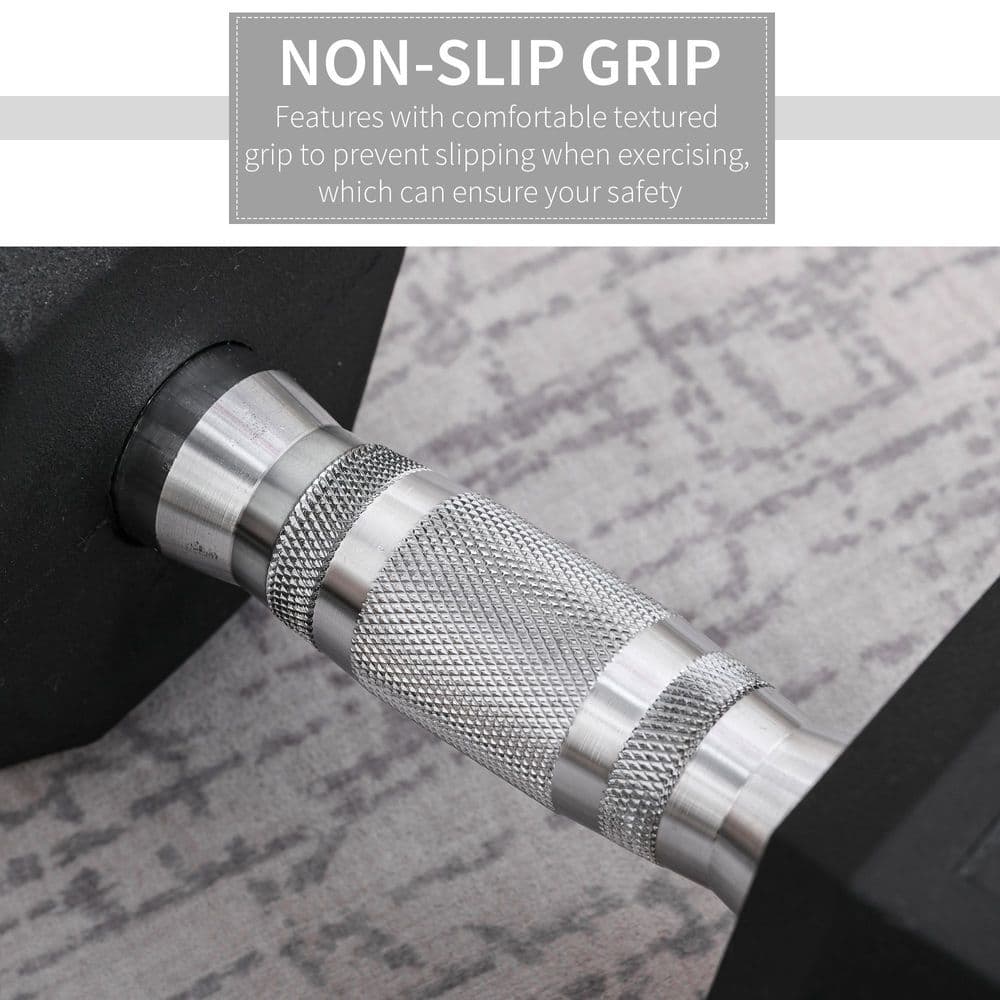 image-12.5KG Single Rubber Hex Dumbbell Portable Hand Weights for Home Gym HOMCOM