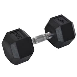 image-15KG Single Rubber Hex Dumbbell Portable Hand Weights Home Gym HOMCOM