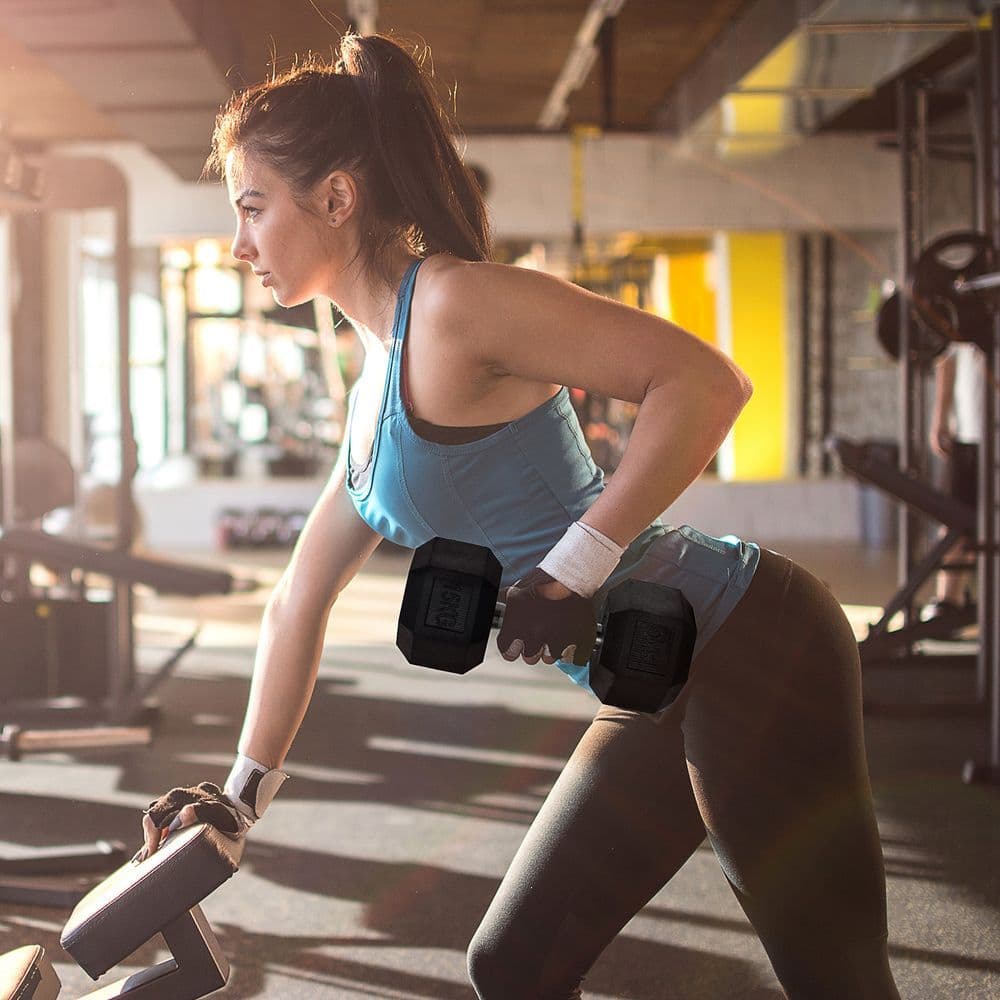 image-15KG Single Rubber Hex Dumbbell Portable Hand Weights Home Gym HOMCOM