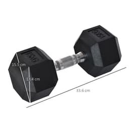 image-15KG Single Rubber Hex Dumbbell Portable Hand Weights Home Gym HOMCOM