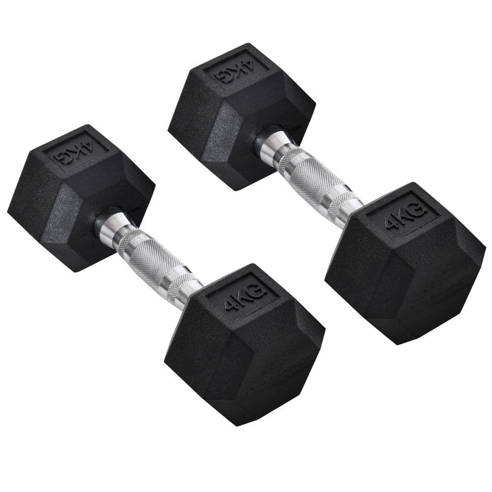 image-Hexagonal Dumbbells Kit Weight Lifting Exercise for Home Fitness 2x4kg HOMCOM