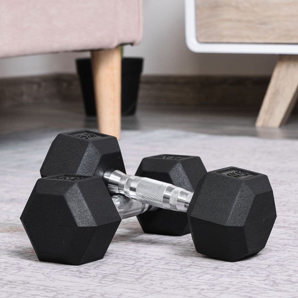 image-Hexagonal Dumbbells Kit Weight Lifting Exercise for Home Fitness 2x4kg HOMCOM