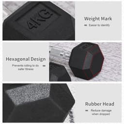 image-Hexagonal Dumbbells Kit Weight Lifting Exercise for Home Fitness 2x4kg HOMCOM