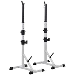 image-Adjust Pair of Barbell Squat Racks Stand Weight Lifting Bench Press Gym HOMCOM
