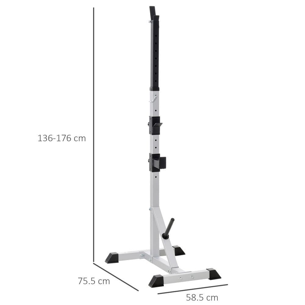image-Adjust Pair of Barbell Squat Racks Stand Weight Lifting Bench Press Gym HOMCOM